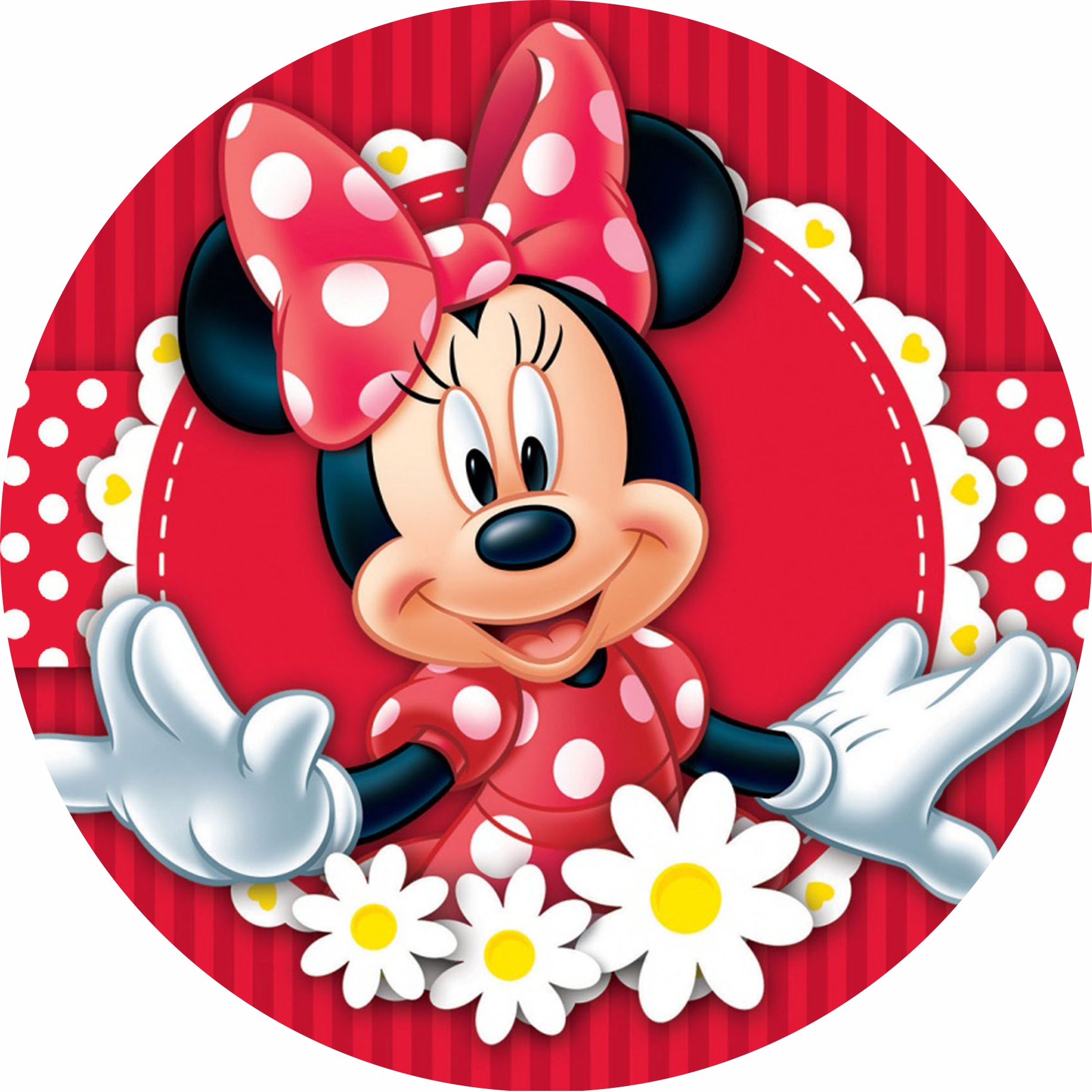 Painel Tecido Redondo Minnie Vermelha